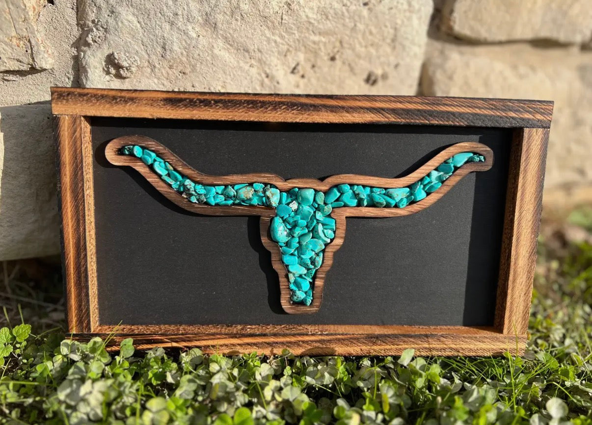 Longhorn Turquoise Decor- Black