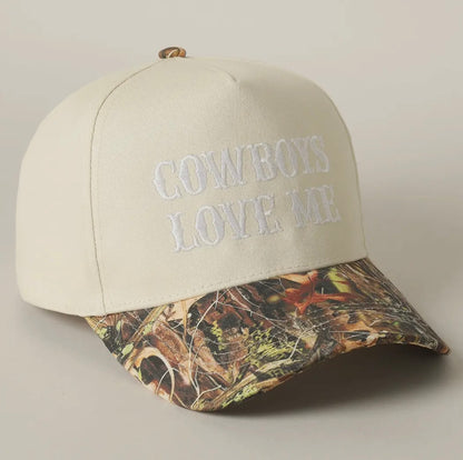 Cowboys Love Me Trucker Hat- White & Camo