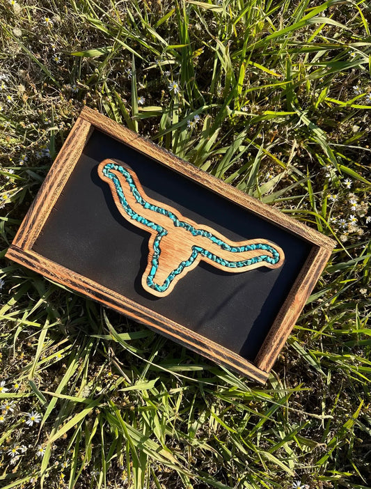 Longhorn Turquoise Decor- Black