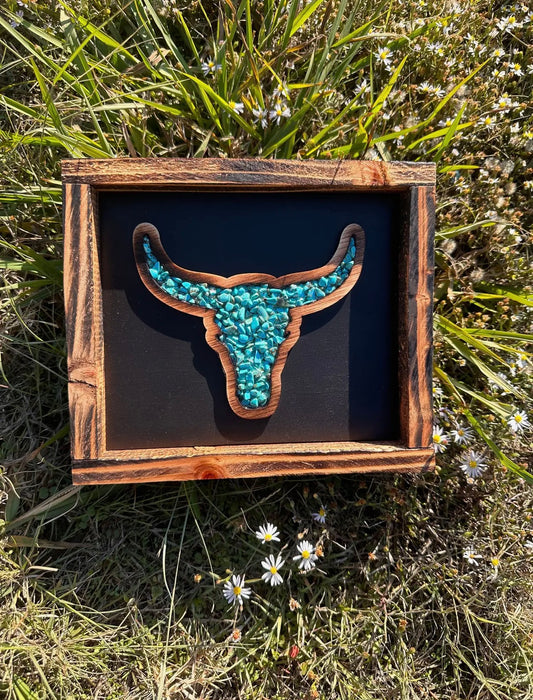 Small Turquoise Bullskull- Sign