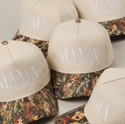 Mama Trucker Hat- White & Camo