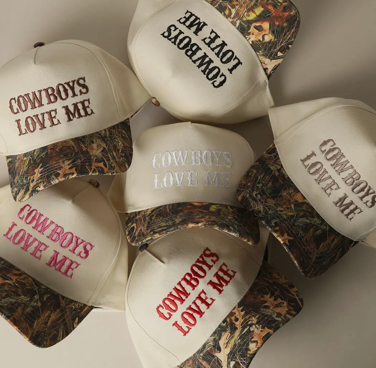 Cowboys Love Me Trucker Hat- White & Camo