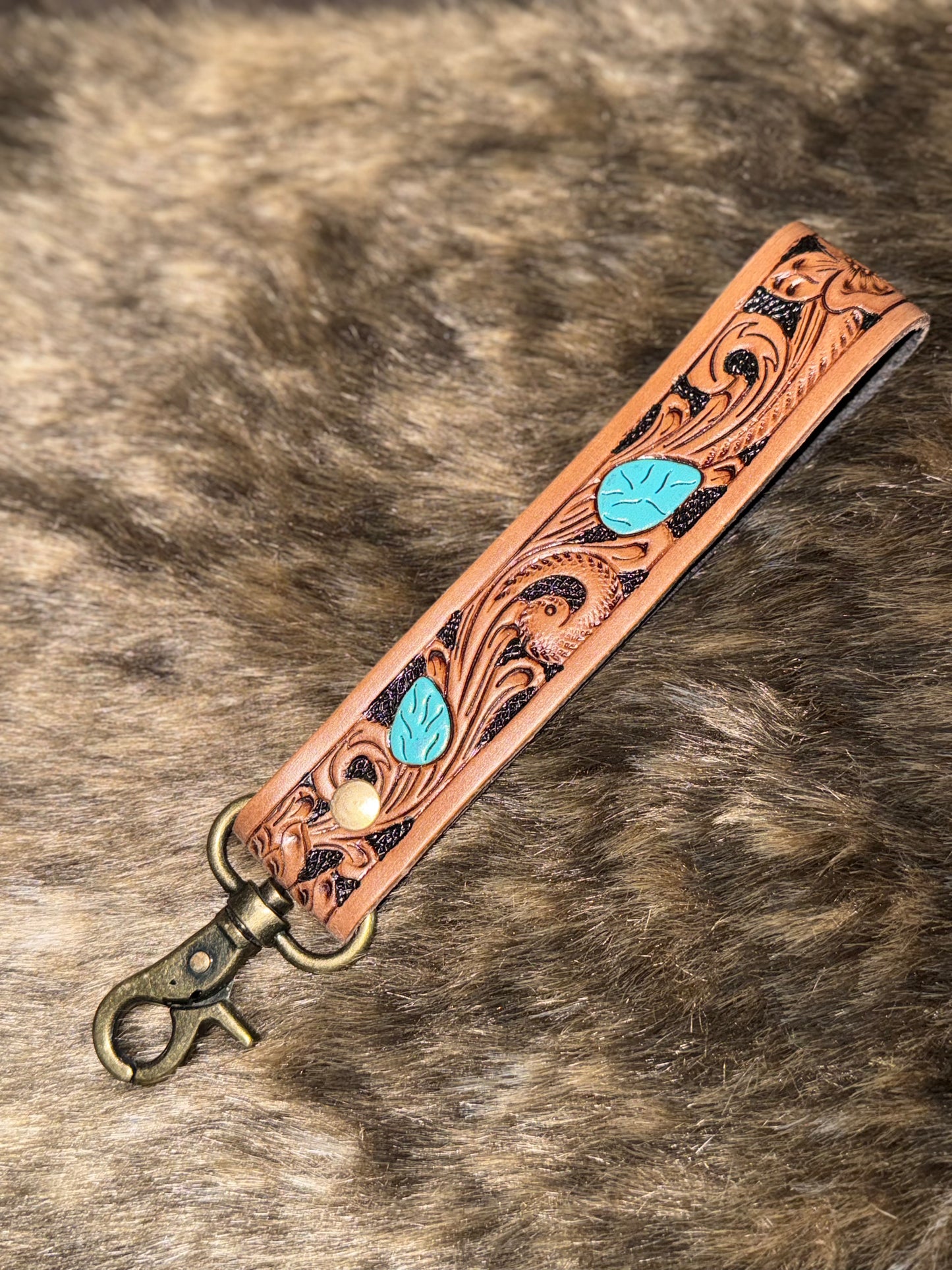 Daydreams Key Fob- Turquoise & Light Brown