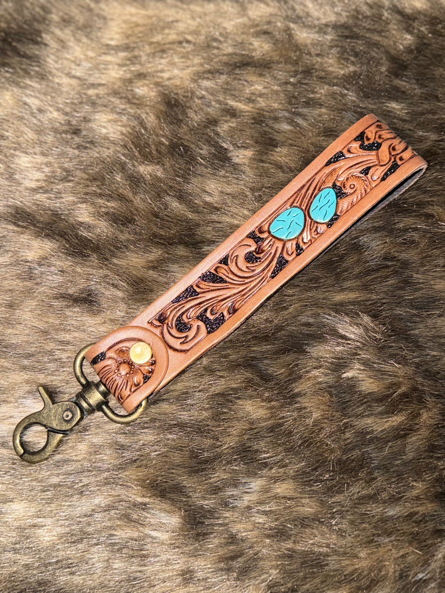 Daydreams Key Fob- Turquoise & Light Brown