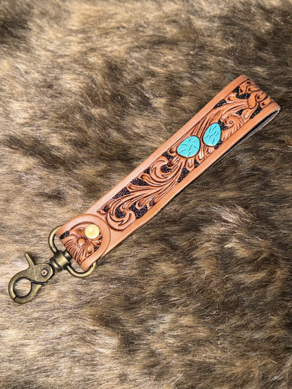 Daydreams Key Fob- Turquoise & Light Brown